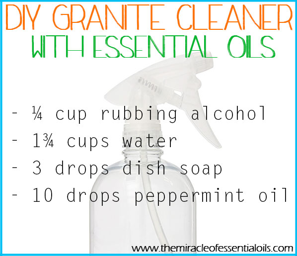 Safely and naturally clean your granite kitchen counter tops using this homemade essential oil granite cleaner! 